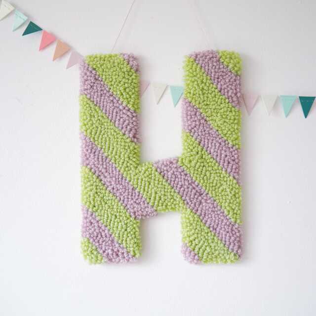 Mint & Pink Stripe Custom Letter Nursery Wall Hanging - image 1