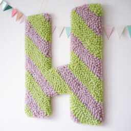 Mint & Pink Stripe Custom Letter Nursery Wall Hanging - thumbnail 3