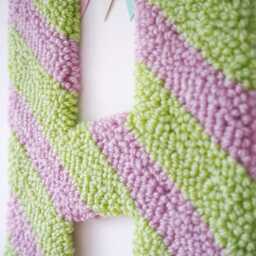 Mint & Pink Stripe Custom Letter Nursery Wall Hanging - thumbnail 2
