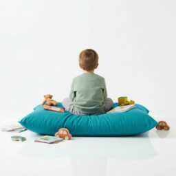 Turquoise Beanbag Floor Cushion Water Resistant Polyester Pillow