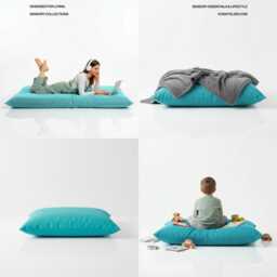Turquoise Beanbag Floor Cushion Water Resistant Polyester Pillow - thumbnail 3