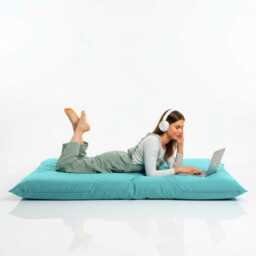 Turquoise Beanbag Floor Cushion Water Resistant Polyester Pillow - thumbnail 2