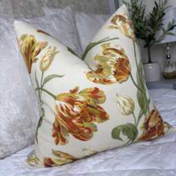 Country Style Decorative Pillow Cover With Flowers - Handmade Cushion Sanderson Fabric - thumbnail 1