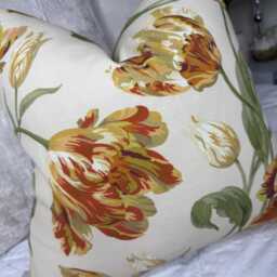 Country Style Decorative Pillow Cover With Flowers - Handmade Cushion Sanderson Fabric - thumbnail 2