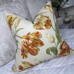 Country Style Decorative Pillow Cover With Flowers - Handmade Cushion Sanderson Fabric - thumbnail 3