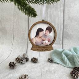 Personalised First Christmas As Mummy & Daddy - Bauble Photo Decoration