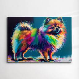 Colorful Pomeranian Dog Pet Abstract Modern Oil Painting Wall Art, Framed Canvas Poster Print, Home Kitchen Office Room Decor, Gifts - thumbnail 3