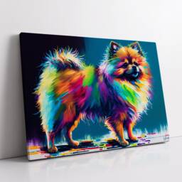 Colorful Pomeranian Dog Pet Abstract Modern Oil Painting Wall Art, Framed Canvas Poster Print, Home Kitchen Office Room Decor, Gifts - thumbnail 2