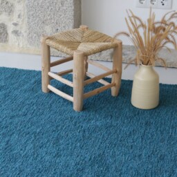 Large Handwoven Teal Blue Rug 140x200 cm, Living Room Rug, Area Soft Chunky Washable Sustainable Bedroom Boho - thumbnail 4