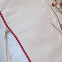 Pine Tree Christmas Pillow Covers, New Year Snowflakes Embroidered Beige Throw For Home Decoration 18x18 - thumbnail 4
