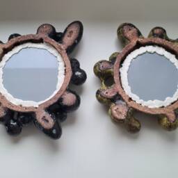 Ceramic Wall Art Sculpture, Modern Mirror Decor - thumbnail 4