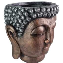 Buddha Head Garden Copper & Silver Pot Planter Decorative Gift - thumbnail 3
