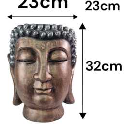Buddha Head Garden Copper & Silver Pot Planter Decorative Gift - thumbnail 2