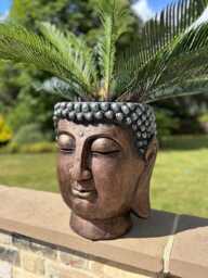 Buddha Head Garden Copper & Silver Pot Planter Decorative Gift - thumbnail 1