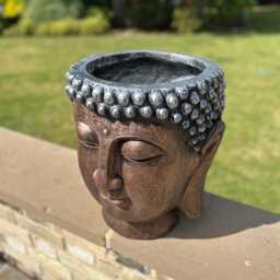 Buddha Head Garden Copper & Silver Pot Planter Decorative Gift - thumbnail 4