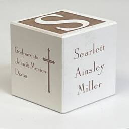 Personalized Baptism Block Hand-Painted Maple Godparent Gift - thumbnail 1