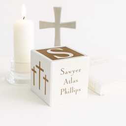 Personalized Baptism Block Hand-Painted Maple Godparent Gift - thumbnail 2