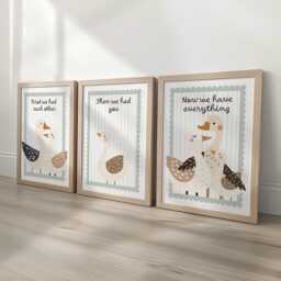 Goose Family Set Of 3 Prints, First We Had Each Other Posters, Neutral Decor Wall Art Gift For Nursery, Bedroom Or Playroom, Optional Frame - thumbnail 1