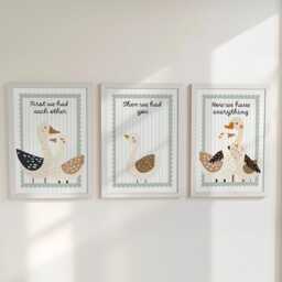 Goose Family Set Of 3 Prints, First We Had Each Other Posters, Neutral Decor Wall Art Gift For Nursery, Bedroom Or Playroom, Optional Frame - thumbnail 3