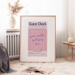 Custom Text Quote Print - Guest Check Poster Trendy Home Customised Wall Art Handwriting Retro - thumbnail 2
