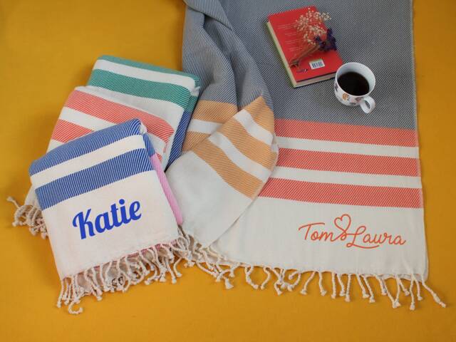 Personalised Cotton Throw, Shawl, Beach Towel, Anniversary Gift For Her, 2nd Wedding Anniversary, Mother - image 1