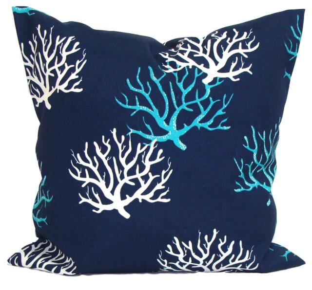 Nautical Pillow Covers, Outdoor Cover, Blue Cover For A 20x20, 16x16, 18x18 Pillow, All Sizes - image 1