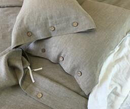 Dark Linen Duvet Cover With Wood Button Closure - Medium Weight Linen, Washed Linen, Queen Duvet Cover, King Linen Bedding