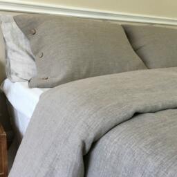 Dark Linen Duvet Cover With Wood Button Closure - Medium Weight Linen, Washed Linen, Queen Duvet Cover, King Linen Bedding - thumbnail 3