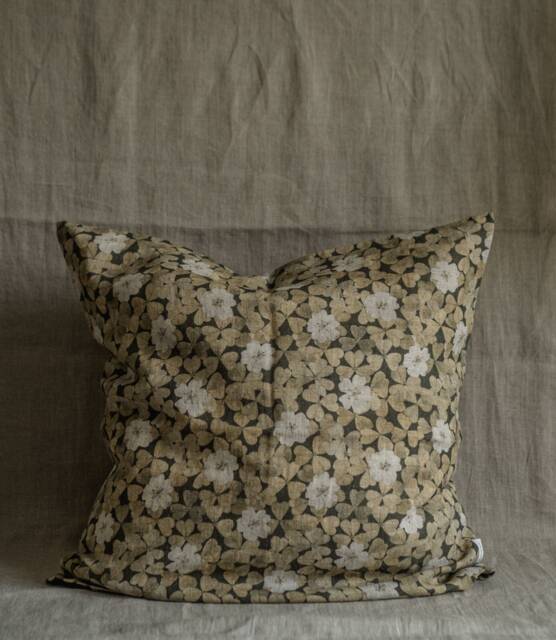 Wood-Sorrel, Handmade Decorative Linen Pillowcase, Sofa Cushion Cover With Floral Print, Throw Pillow, Printed Natural Fabric Flowers - image 1