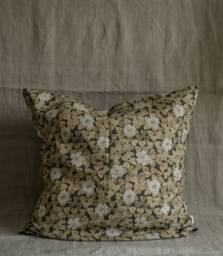 Wood-Sorrel, Handmade Decorative Linen Pillowcase, Sofa Cushion Cover With Floral Print, Throw Pillow, Printed Natural Fabric Flowers