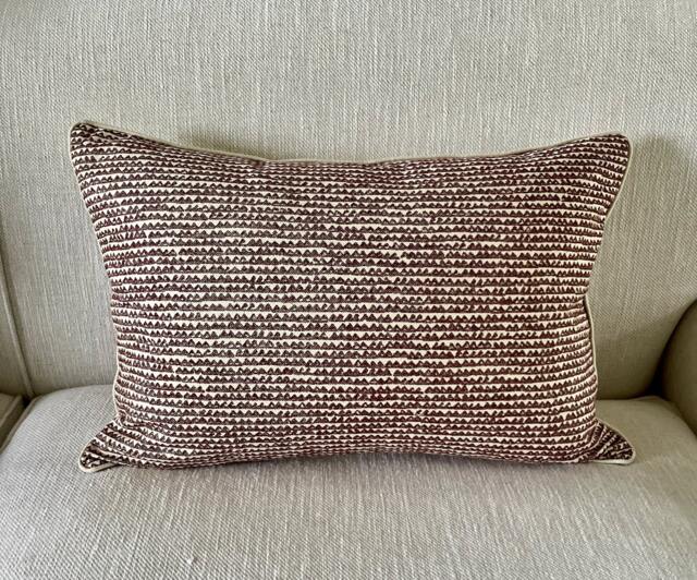 Fermoie Mendip Cushion in Burgundy & Green, Scatter Cushions, Accent Cushion, 62x42cm - image 1