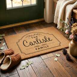 Family Name Doormat - Ornate Arched Frame Rectangle - Personalised Custom Welcome Mat - thumbnail 3