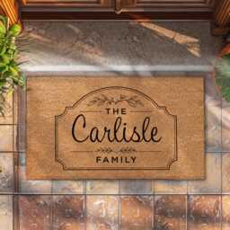 Family Name Doormat - Ornate Arched Frame Rectangle - Personalised Custom Welcome Mat - thumbnail 2