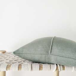 Sage Green Linen Pillow Cover - Textured Throw With Hand-stitched Detail - thumbnail 2