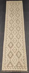 Natural Khodrang Kilim Runner, Handmade Artisan Afghan Turkish Wool Runner Rug 288x77 cm - thumbnail 1
