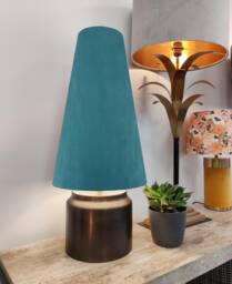 Teal Blue Extra Tall Cone Lampshade in Velvet