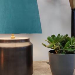 Teal Blue Extra Tall Cone Lampshade in Velvet - thumbnail 2