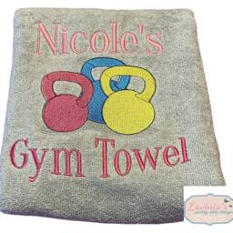 Womens Kettlebell Personalised Towel, Embroidered Kettlebells Gym Custom Name Design Name, Gifts - thumbnail 2