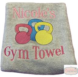 Womens Kettlebell Personalised Towel, Embroidered Kettlebells Gym Custom Name Design Name, Gifts - thumbnail 1