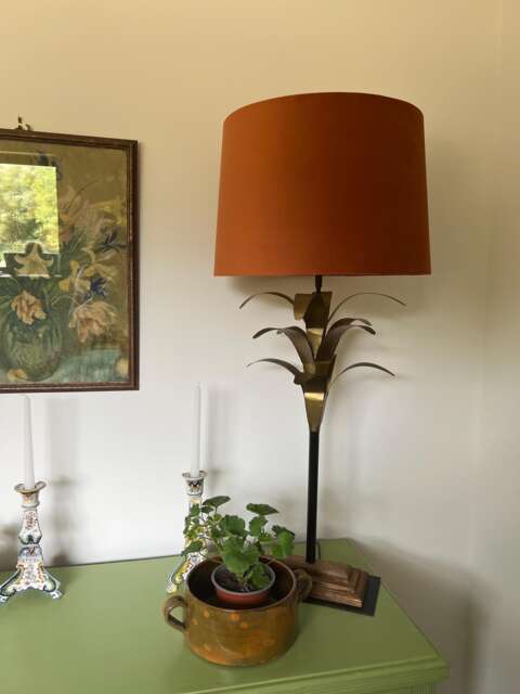 Burnt Orange Velvet French Drum Lampshade, Empire Ceiling Light Shade - image 1