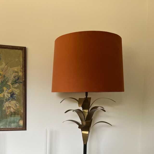 Burnt Orange Velvet Drum Lampshade, Empire Ceiling Light Shade - image 1