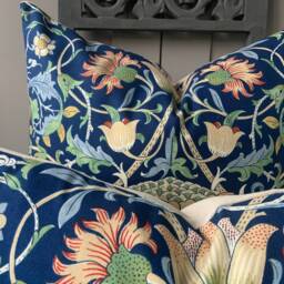 William Morris Luxury Designer Vintage Lodden Blue Cushion Pillow Cover - thumbnail 4