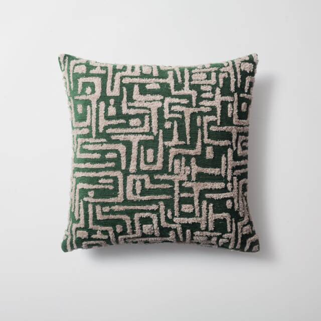 Emerald Green Tufted Pillow Cover Geometric Jacquard, 18x18 Decorative Cushion - image 1