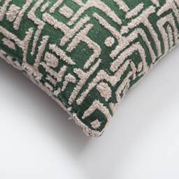 Emerald Green Tufted Pillow Cover Geometric Jacquard, 18x18 Decorative Cushion - thumbnail 2