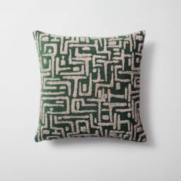 Emerald Green Tufted Pillow Cover Geometric Jacquard, 18x18 Decorative Cushion - thumbnail 1