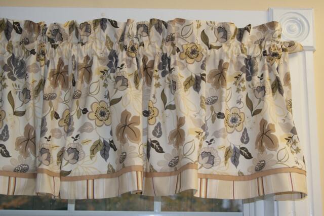 Floral Window Valance 17x43 - Eden Neutral Beige Gray Gold - Custom Rod Pocket Curtain Topper Kitchen Treatment Drapes Home D??cor - image 1