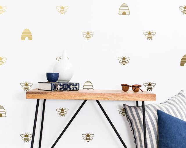 Bee Wall Decals - Decor, Honey Decals, Beehive Gold Stickers - image 1