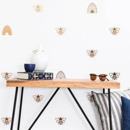 Bee Wall Decals - Decor, Honey Decals, Beehive Gold Stickers - thumbnail 3