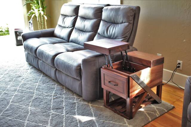 Solid Wood Lift Top End Table, Couch Side Cabinet With Storage, Handmade Usa - image 1