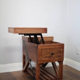 Solid Wood Lift Top End Table, Couch Side Cabinet With Storage, Handmade Usa - thumbnail 3